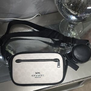 Coach Monogram Cream and Black Crossbody Bag